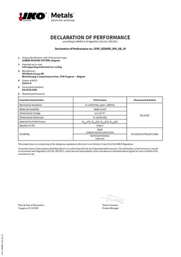 Declaration of Performance: Eleganta